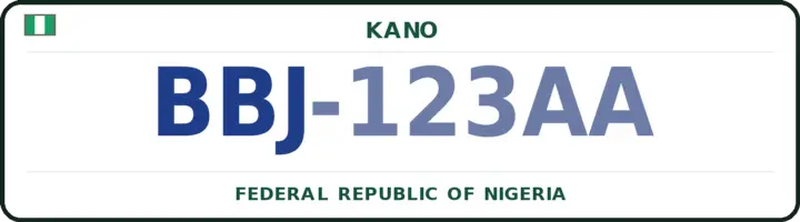 Nigerian number plate with the BBJ code — Bebeji, Kano