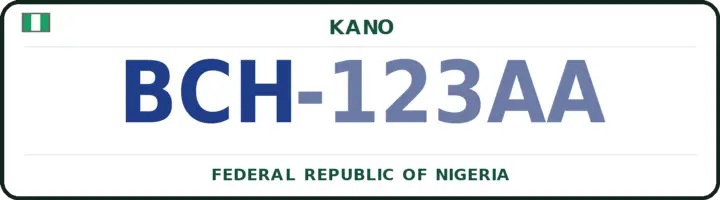 Nigerian number plate with the BCH code — Bichi, Kano