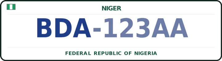 Nigerian number plate with the BDA code — Bida, Niger