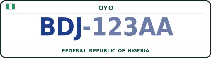 Nigerian number plate with the BDJ code — Ibadan-North, Oyo