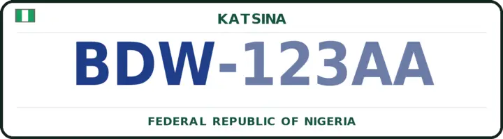 Nigerian number plate with the BDW code — Bindawa, Katsina