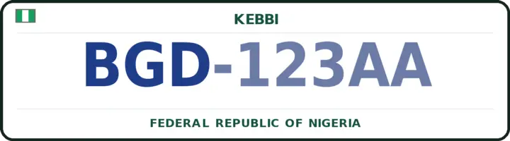 Nigerian number plate with the BGD code — Bagudo, Kebbi