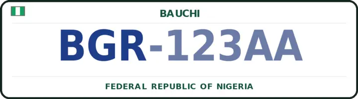 Nigerian number plate with the BGR code — Bogoro, Bauchi