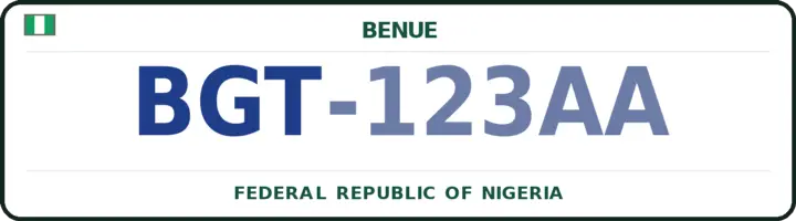 Nigerian number plate with the BGT code — Ogbadibo, Benue