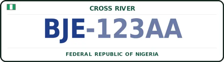 Nigerian number plate with the BJE code — Boki, Cross River