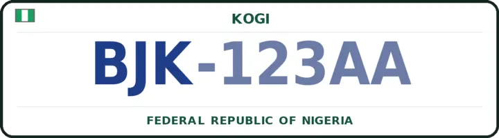 Nigerian number plate with the BJK code — Omala, Kogi