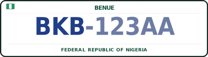 Nigerian number plate with the BKB code — Buruku, Benue