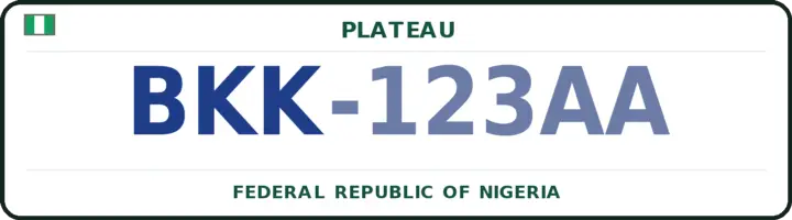 Nigerian number plate with the BKK code — Bokkos, Plateau