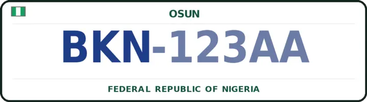 Nigerian number plate with the BKN code — Obokun, Osun