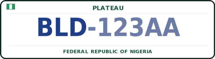 Nigerian number plate with the BLD code — Barkin-Ladi, Plateau