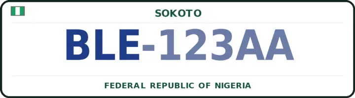 Nigerian number plate with the BLE code — Gudu, Sokoto