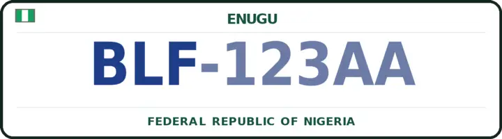 Nigerian number plate with the BLF code — Udenu, Enugu