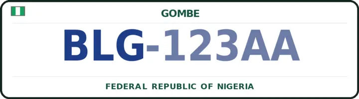 Nigerian number plate with the BLG code — Balanga, Gombe