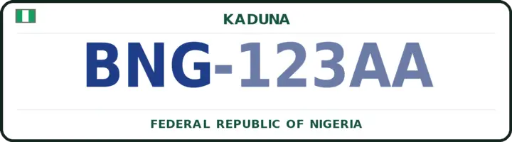 Nigerian number plate with the BNG code — Birnin-Gwari, Kaduna