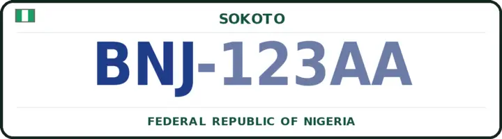 Nigerian number plate with the BNJ code — Binji, Sokoto