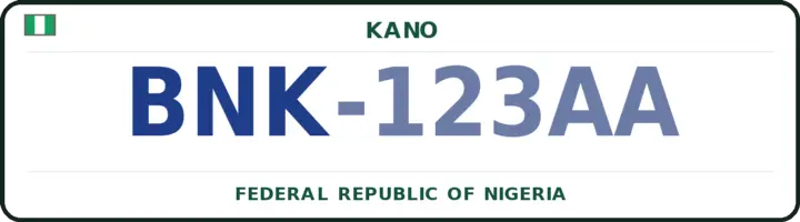 Nigerian number plate with the BNK code — Bunkure, Kano