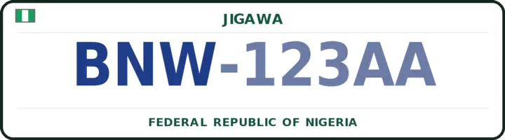 Nigerian number plate with the BNW code — Birniwa, Jigawa