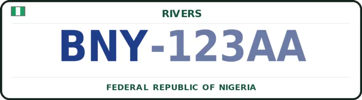 Nigerian number plate with the BNY code — Bonny, Rivers