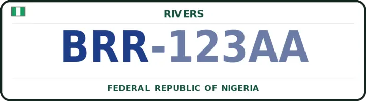 Nigerian number plate with the BRR code — Khana, Rivers