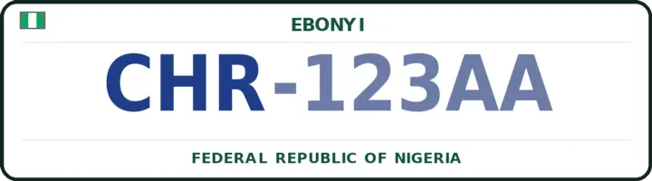 Nigerian number plate with the CHR code — Ikwo, Ebonyi