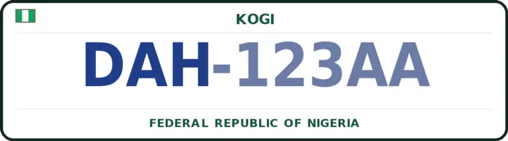 Nigerian number plate with the DAH code — Idah, Kogi