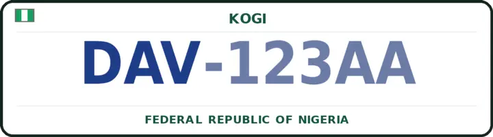 Nigerian number plate with the DAV code — Adavi, Kogi