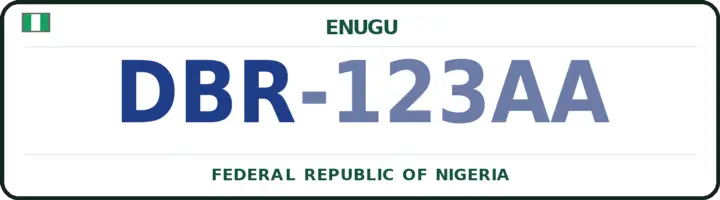 Nigerian number plate with the DBR code — Aninri, Enugu