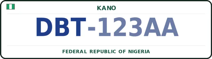 Nigerian number plate with the DBT code — Dambatta, Kano