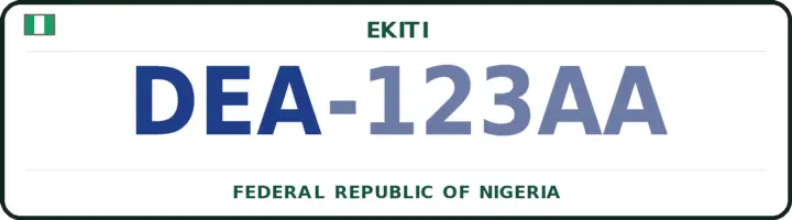 Nigerian number plate with the DEA code — Gbonyin, Ekiti