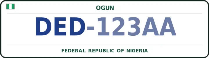 Nigerian number plate with the DED code — Odeda, Ogun