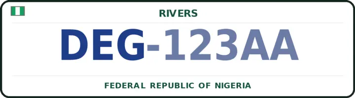 Nigerian number plate with the DEG code — Degema, Rivers