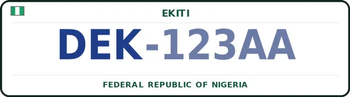 Nigerian number plate with the DEK code — Ido-Osi, Ekiti