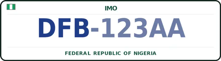 Nigerian number plate with the DFB code — Ideato-South, Imo