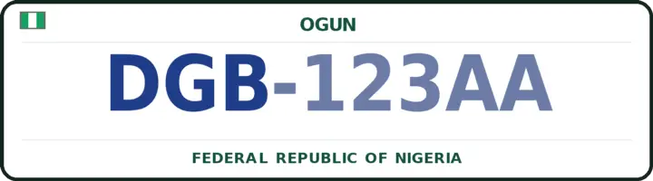 Nigerian number plate with the DGB code — Odogbolu, Ogun