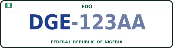 Nigerian number plate with the DGE code — Ikpoba-Okha, Edo