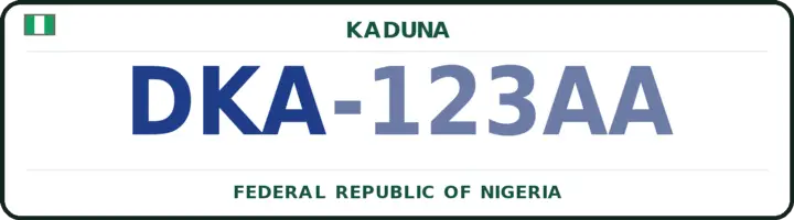 Nigerian number plate with the DKA code — Kaduna-North, Kaduna