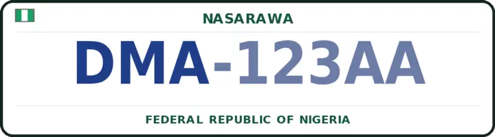 Nigerian number plate with the DMA code — Doma, Nasarawa