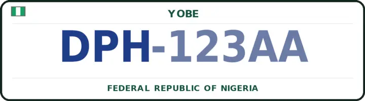 Nigerian number plate with the DPH code — Bursari, Yobe