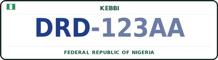 Nigerian number plate with the DRD code — Sakaba, Kebbi