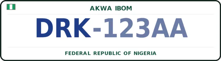 Nigerian number plate with the DRK code — Ini, Akwa Ibom