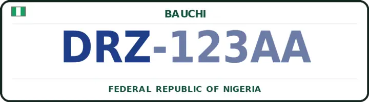 Nigerian number plate with the DRZ code — Darazo, Bauchi