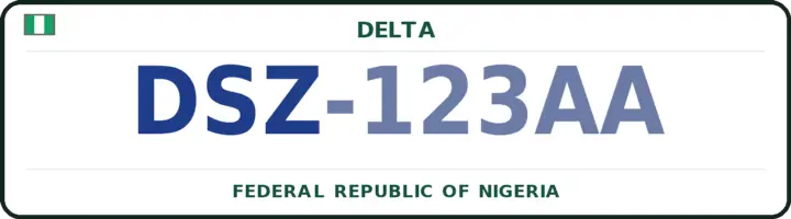Nigerian number plate with the DSZ code — Isoko-North, Delta