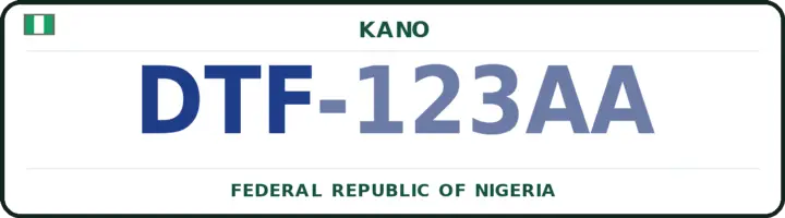 Nigerian number plate with the DTF code — Dawakin-Tofa, Kano