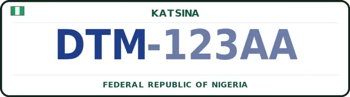 Nigerian number plate with the DTM code — Dutsinma, Katsina