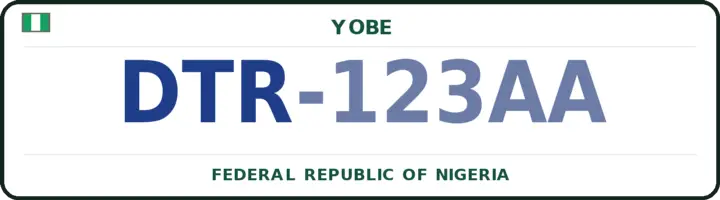 Nigerian number plate with the DTR code — Damaturu, Yobe