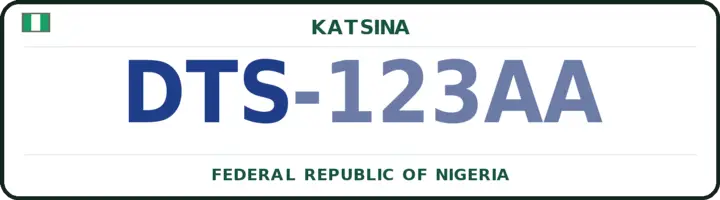 Nigerian number plate with the DTS code — Dutsi, Katsina