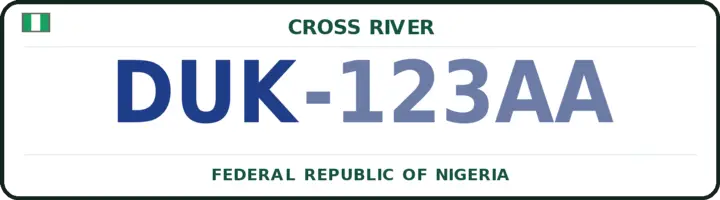 Nigerian number plate with the DUK code — Odukpani, Cross River
