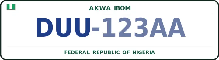 Nigerian number plate with the DUU code — Uruan, Akwa Ibom