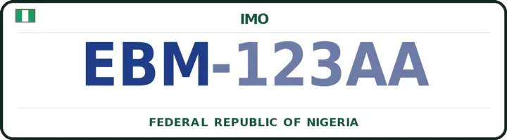 Nigerian number plate with the EBM code — Ohaji-Egbema, Imo