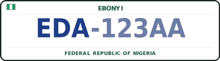 Nigerian number plate with the EDA code — Afikpo-South, Ebonyi